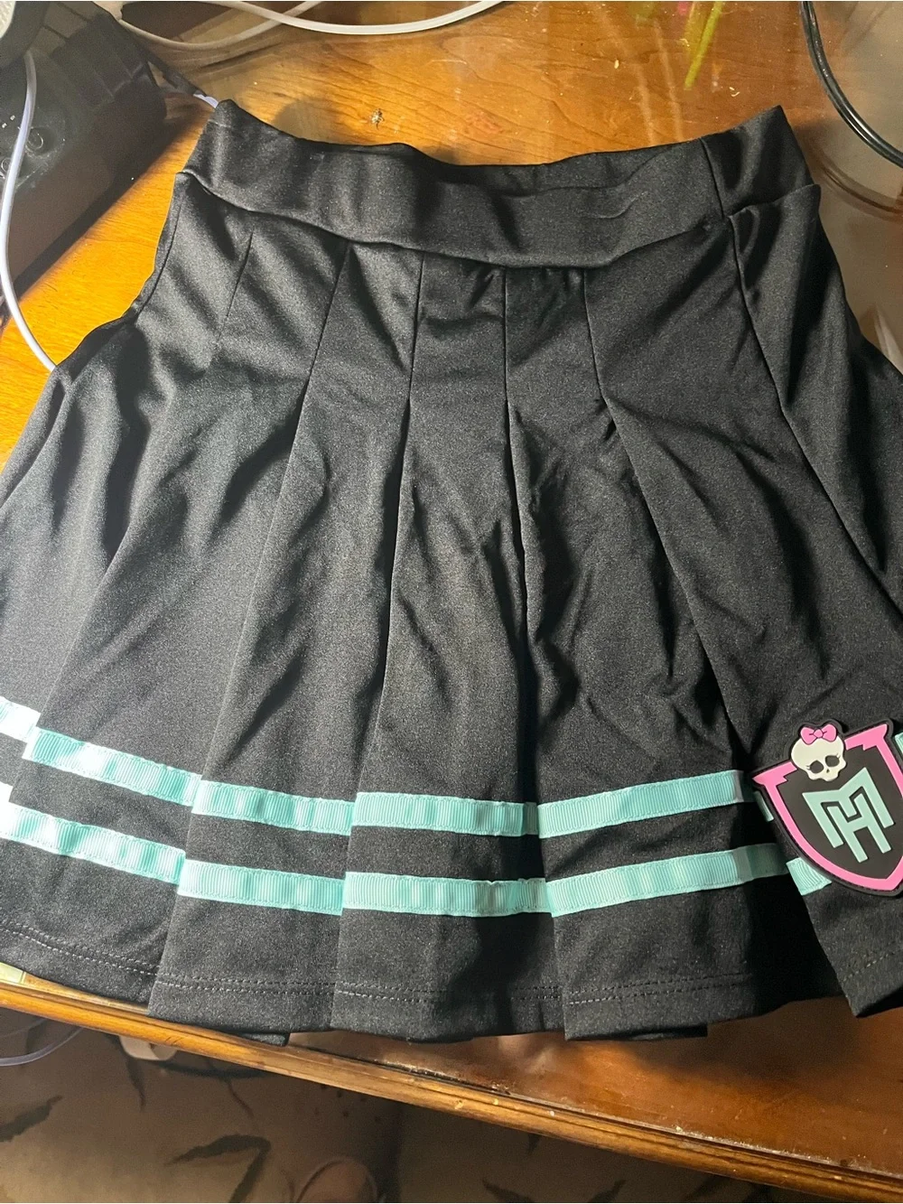 monster high Black Skirt with Aqua and Pink Argyle Accents